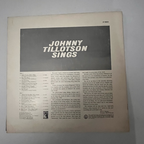 Johnny Tillotson Sings Vinyl Album - Picture 2 of 3